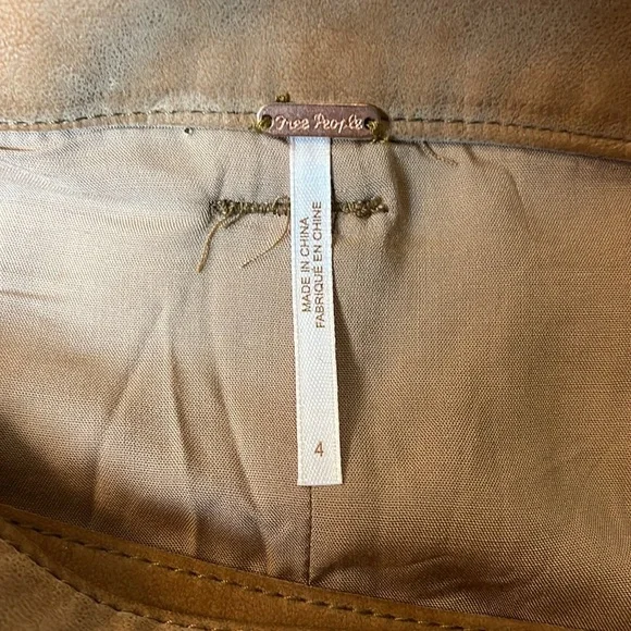 Free People Tan Carson Utility Faux Leather Wrap Skirt Size 4 - Picture 4 of 6